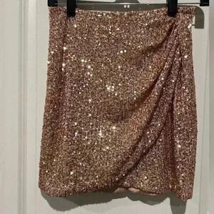 GB ROSE GOLD SEQUINS SHIMMER SKIRT JUNIOR SIZE SMALL